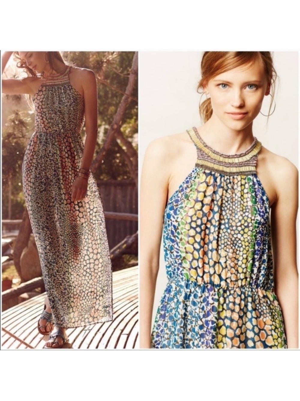 Anthropologie HD in Paris Halter Neck Animal Print Colourful Maxi Dress. Small - Picture 3 of 13